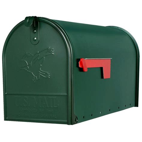 green metal mailbox